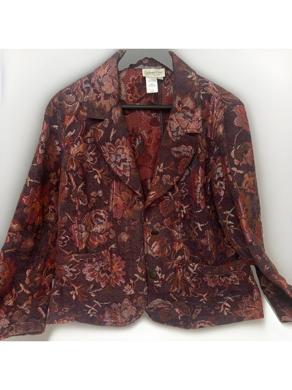 Coldwater Creek Womens Blazer Jacket Paisley Floral Print Tapestry Size PL.  Ee